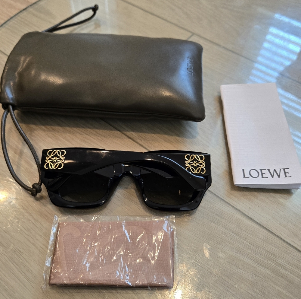 Loewe Black Sunglasses with Gold Accents